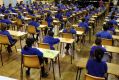 Students at the end of sitting the opportunity class exam at North Sydney Girls High. 