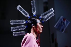 A model wears fashion by Sanchez-Kane during Men's Fashion Week, Wednesday, July 12, 2017, in New York. (AP Photo/Frank ...