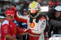 Hats off: Scott McLaughlin celebrates with Ludo Lacroix, engineering director at Shell V-Power Racing Team.