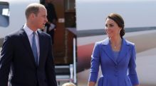 Prince William and Kate, the Duchess of Cambridge arrive in Berlin with their children Prince George and Princess ...