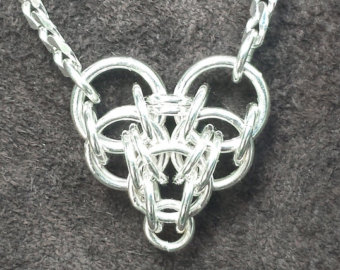 Persian Heart Chainmail Pendant - Sterling Silver