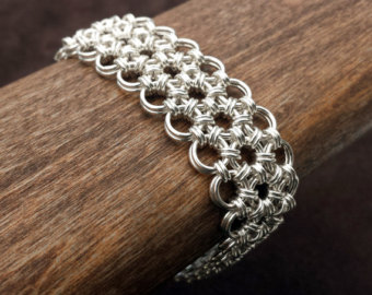 Japanese Chainmail Hana Gusari Bracelet - Sterling Silver