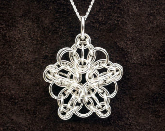 Tiny Celtic Star Chainmail Pendant - Sterling Silver