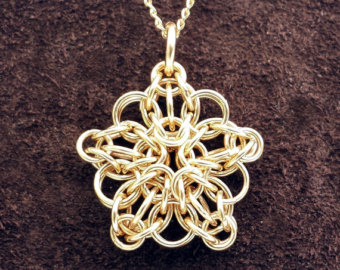 Tiny Celtic Star Chainmail Pendant - 14kt Gold Fill with 18" Chain