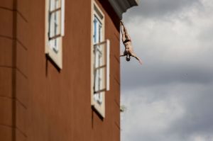 Oleksiy Prygorov of the Ukraine dives from the 27 metre platform during the FINA World Championships in Budapest, Hungary. 