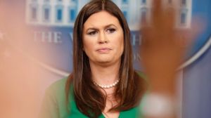 White House press secretary Sarah Huckabee Sanders participates in a press briefing at the White House in Washington, ...