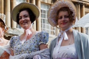 People dressed in period costume for the Jane Austen Festival in Bath.