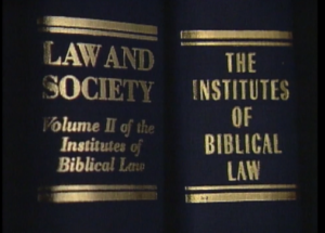 The Institute of Biblical Law, Vol 2: Law and Society was published by Chalcedon in 1973. Photo by EXILED TV via Youtube