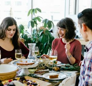 Keep elbows away until everyone has finished their meals and all plates have been removed.