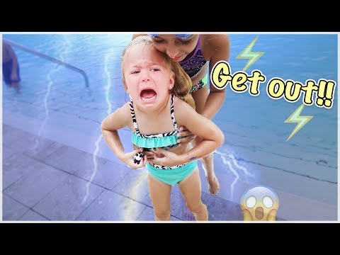 RORY SWIMS IN A POOL DURING A THUNDERSTORM | GET OUT! LIGHTNING IS COMING!