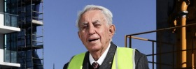 Harry Triguboff, Meriton. Photo by Peter Braig. Harry Triguboff at the Meriton Site in Mascot.