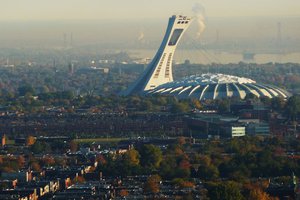 Olympic Stadium in Montreal, featuring the tallest leaning tower in the world at 175.5 meters (575.8 ft). The Montreal Impact are the city's Major League Soccer team.