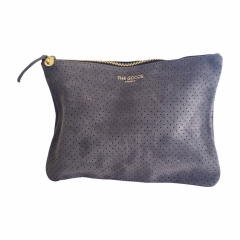 3/4 Perforated Suede Clutch - Slate