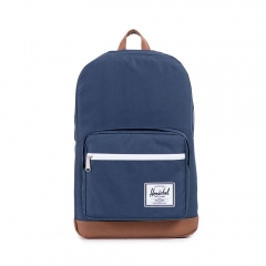 Pop Quiz Leather Backpack - Navy/Tan