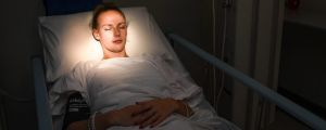 Jessica Sheehan waits for her treatment at the Clinical Trial Centre. 