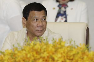 Philippine President Rodrigo Duterte attends a signing ceremony at the Peace Palace in Phnom Penh, Cambodia, Wednesday, Dec. 14, 2016.