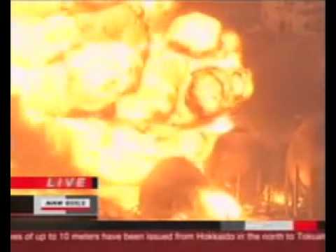 Earthquake, Tsunami Japan, Earthquake- explosion Cosmo oil refinery fire 2011