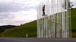 The Bus:Stop project of Krumbach, Vorarlberg, Austria, has some works that resemble sculptures.