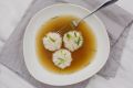 Glass dumplings with spanner crab encased in silky rice-flour skins. 