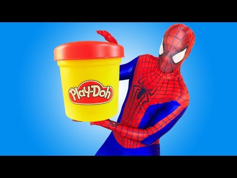 Spiderman giant play doh activity Barrel set - Fun Superhero In real Life