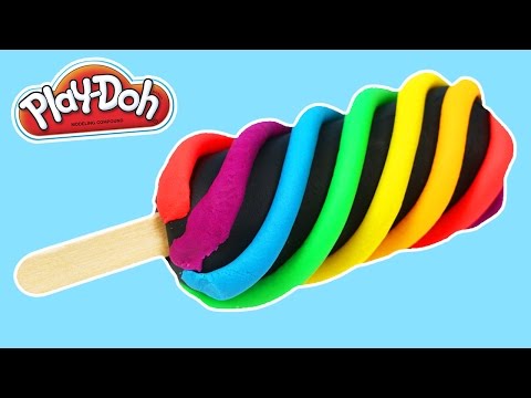 PLAY DOH Rainbow Swirl Popsicle DIY  | LEARN COLORS Play Dough Rainbow Activity!