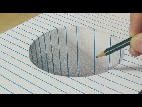 Drawing a Round Hole on Line Paper - Trick Art with Graphite Pencil for Kids and Adults