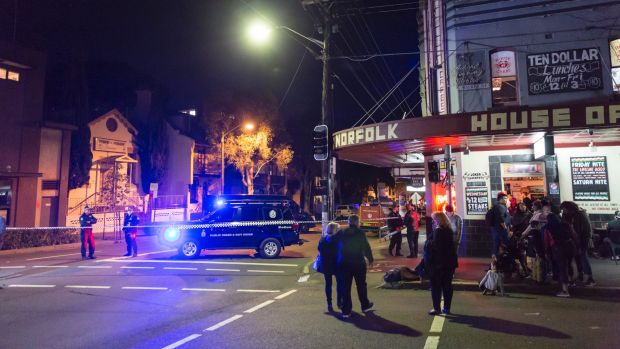 The scene of a terrorism raid in Surry Hills.