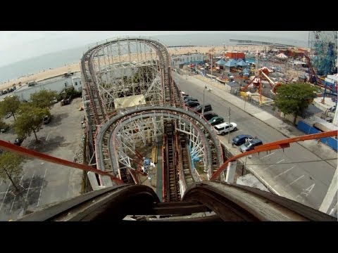 Coney Island Cyclone Roller Coaster POV Front Seat New York City