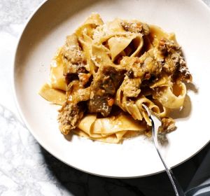 Comfort food: Pappardelle with duck ragout and porcini mushrooms.