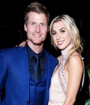 The Bachelor's Richie Strahan and Alex Nation at a party in Sydney last year.