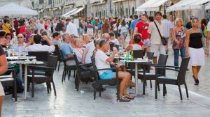 Tourists crowd the streets of Dubrovnik.