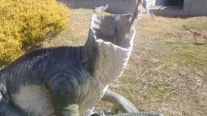 One of the sculptures targeted by vandals at the National Dinosaur Museum.?