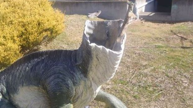 One of the sculptures targeted by vandals at the National Dinosaur Museum.