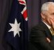 Prime Minister Malcolm Turnbull during a press conference to announce a postal vote on same sex marriage on Tuesday. 