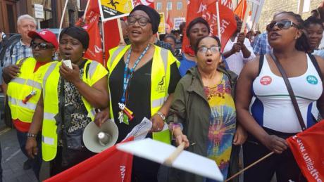 Cleaners manifesting during London hospital strike 2017