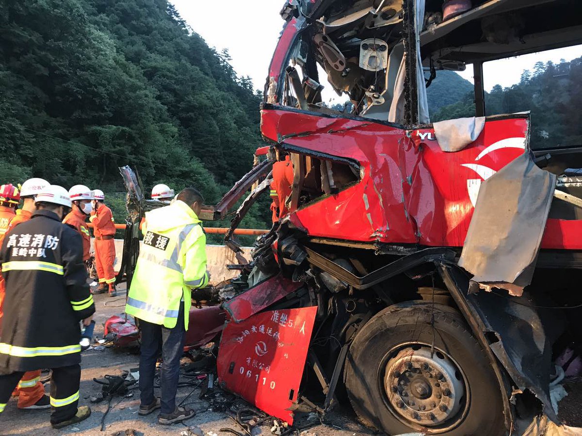 At least 36 dead after bus crashes into wall in Northwest China