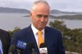 An unhappy Malcolm Turnbull takes questions on same-sex marriage during a press conference near Perth.