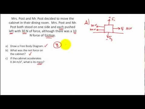 NET FORCE PRACTICE PROBLEMS- Calculating the Net Force, Free Body Diagrams, F = ma