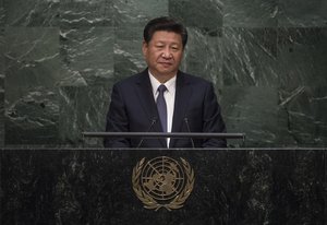 Xi Jinping, President of the People’s Republic of China, addresses the United Nations summit for the adoption of the post-2015 development agenda.