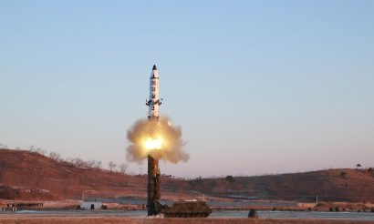 War of words is pushing up the cost of insuring South Korean debt. North Korea's test of the Pukguksong-2 missile in the undated photo released by the Korean Central News Agency (KCNA) in Pyongyang February 13, 2017. Photo: Reuters/KCNA