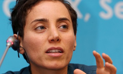 Maryam Mirzakhani gives a press conference after accepting a Fields Medal at the International Congress of Mathematicians in Seoul on August 13, 2014. Photo: AFP