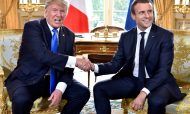 Donald Trump and Emmanuel Macron shake hands on July 13, 2017. Reuters / Alain Jocard