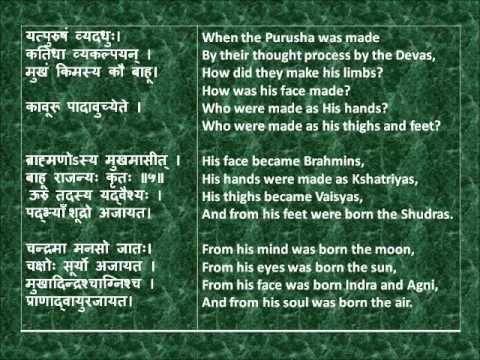 Rig Veda Full Purusha Suktam Devanagari Sanskrit English translations.wmv