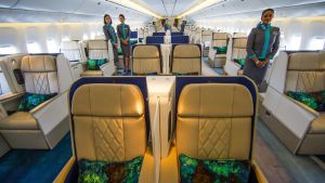 Each seat on Crystal Cruises’ new VIP jetliner, a Boeing 777-200LR, includes a fold-out bed and a 24-inch TV. The ...