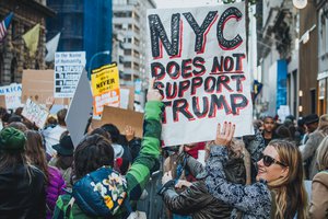 Protest against the presidency of Donald Trump in Manhattan on 12 November 2016. Thousands of protesters marched from Union Square to Trump Tower