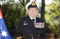 Lieutenant Commander Henry Hall  at an Anzac commemoration.