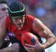 Playing it safe: Melbourne's Angus Brayshaw chose to wear a helmet for his AFL return.