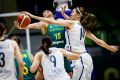 Opals forward Sara Blicavs attempts a reverse layup against the Korean defence.