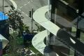 Wind smashes glass at Barangaroo office 4th floor