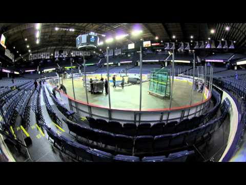 Allstate Arena change-over Depaul basketball to Wolves hockey time-lapse